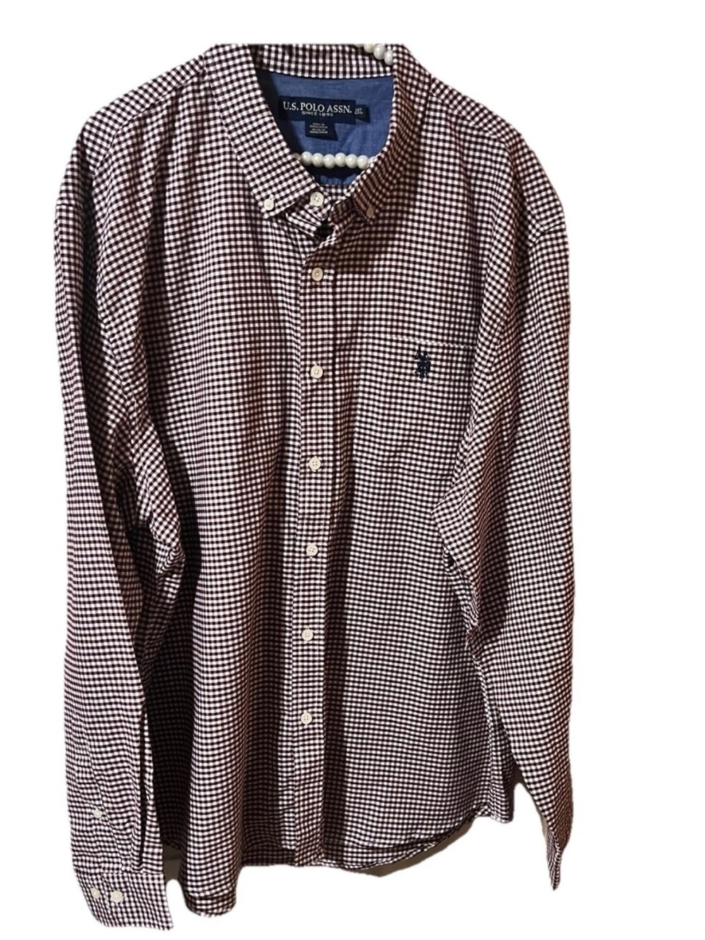 U.S. Polo Assn. Men's Burgundy Gingham Button-Down Shirt